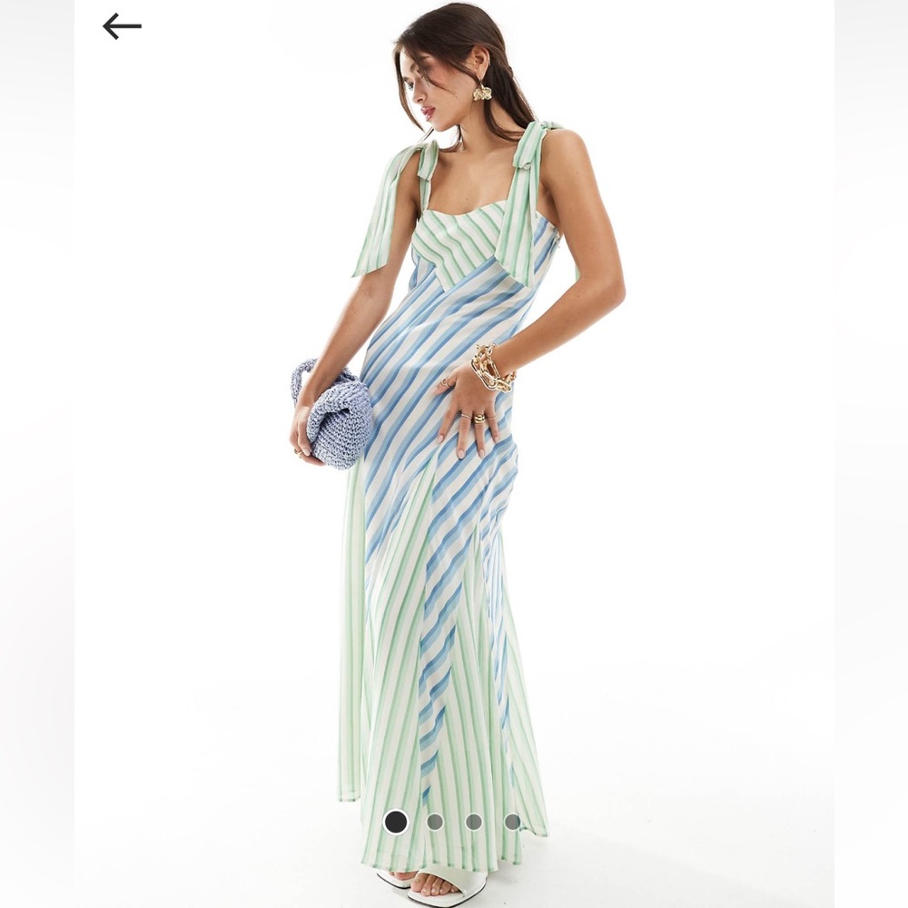 ASOS Striped Maxi Dress in Blue and Green